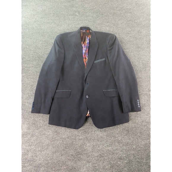 Robert Graham Sport Coat 48 R Black Blue Wool Paisley Luxury Designer Premium - Picture 1 of 16